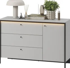 Zestawy Mebli Do Sypialni|Komody></noscript>lenart. Szeroka komoda z szufladami do sypialni 136 cm GRIS