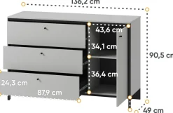 Zestawy Mebli Do Sypialni|Komody></noscript>lenart. Szeroka komoda z szufladami do sypialni 136 cm GRIS