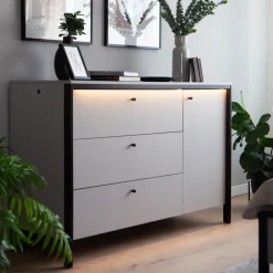 Zestawy Mebli Do Sypialni|Komody></noscript>lenart. Szeroka komoda z szufladami do sypialni 136 cm GRIS