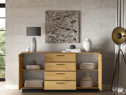 Zestawy Mebli Do Salonu|Komody>ML Meble Szeroka loftowa komoda 170 cm do salonu MONELLI dąb stylowy