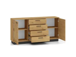 Zestawy Mebli Do Salonu|Komody></noscript>ML Meble Szeroka loftowa komoda 170 cm do salonu MONELLI dąb stylowy