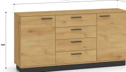Zestawy Mebli Do Salonu|Komody></noscript>ML Meble Szeroka loftowa komoda 170 cm do salonu MONELLI dąb stylowy