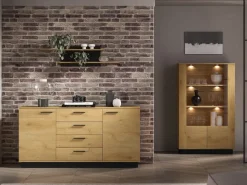 Zestawy Mebli Do Salonu|Komody></noscript>ML Meble Szeroka loftowa komoda 170 cm do salonu MONELLI dąb stylowy