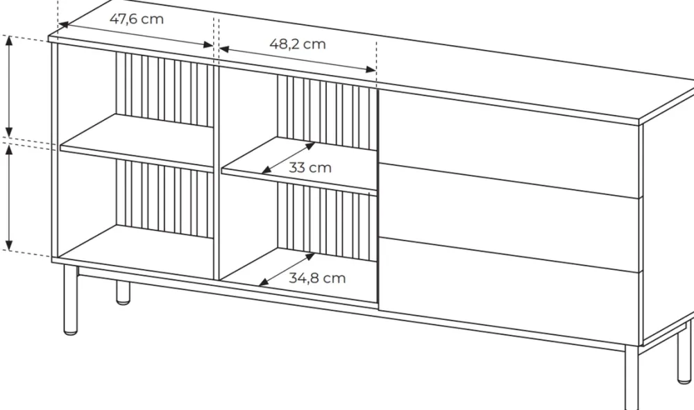 Zestawy Mebli Do Salonu|Komody>LASKI Szeroka loftowa komoda na nóżkach z szufladami 180 cm LARINO