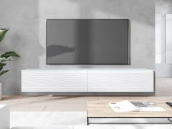 Szafki Rtv></noscript>BRATEX Szeroka szafka RTV wisząca 180 cm BROMI wzór fali biały