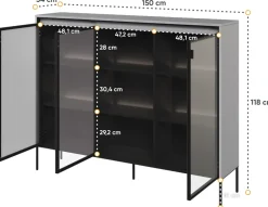 Zestawy Mebli Do Salonu|Witryny></noscript>lenart. Szeroka witryna na książki w stylu nowoczesnym z oświetleniem 150 cm TREND