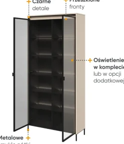 Zestawy Mebli Do Salonu|Witryny></noscript>lenart. Szklana witryna z oświetleniem do salonu 90 cm TREND