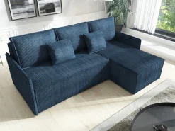 Narożniki></noscript>IZABELLA MEBLE Sztruksowa kanapa narożna z funkcją spania ATLANTIC