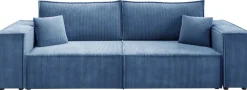 Meble Dla Dzieci|Meble Młodzieżowe>BROMARKT Sztruksowa niebieska kanapa z funkcją spania rozkładana do salonu PEDRO