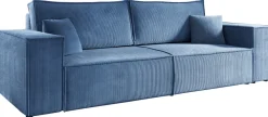 Meble Dla Dzieci|Meble Młodzieżowe></noscript>BROMARKT Sztruksowa niebieska kanapa z funkcją spania rozkładana do salonu PEDRO