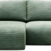 Narożniki>BROMARKT Sztruksowa nowoczesna kanapa narożna z funkcją spania zielona PATI DUO