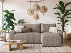 Meble Dla Dzieci|Meble Młodzieżowe></noscript>BROMARKT Sztruksowa rogówka z funkcją spania i pojemnikiem PLUSH L beż