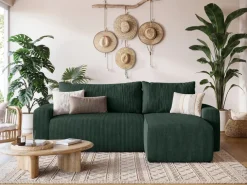 Meble Dla Dzieci|Meble Młodzieżowe></noscript>BROMARKT Sztruksowa rogówka z funkcją spania i pojemnikiem PLUSH L zieleń