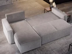 Meble Dla Dzieci|Narożniki>NEXT COLLECTION Sztruksowa szara kanapa rogowa z funkcja spania ZULA poduchy