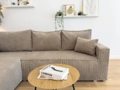 Meble Dla Dzieci|Meble Młodzieżowe></noscript>BROMARKT Sztruksowa szara rogówka rozkładana do salonu HAVANA