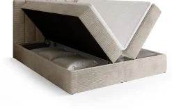 Łóżka Małżeńskie|Łóżka Ze Stelażem>BROMARKT Sztruksowe beżowe łóżko kontynentalne 180x200 cm DENVER