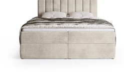 Łóżka Małżeńskie|Łóżka Ze Stelażem></noscript>BROMARKT Sztruksowe beżowe łóżko kontynentalne 180x200 cm DENVER