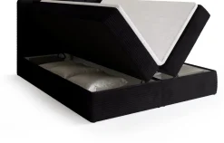 Meble Młodzieżowe|Łóżka Młodzieżowe>BROMARKT Sztruksowe czarne łóżko kontynentalne 140x200 cm do sypialni DENVER