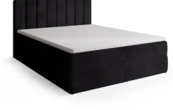 Meble Młodzieżowe|Łóżka Młodzieżowe></noscript>BROMARKT Sztruksowe czarne łóżko kontynentalne 140x200 cm do sypialni DENVER