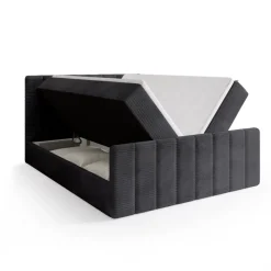 Łóżka Małżeńskie|Łóżka Ze Stelażem>BROMARKT Sztruksowe łóżko kontynentalne 180 x 200 cm do sypialni z pojemnikiem DENVER DUO szare