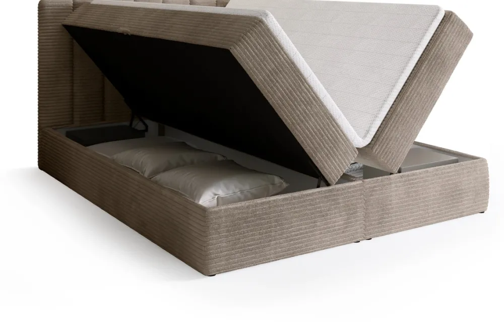 Meble Młodzieżowe|Łóżka Młodzieżowe>BROMARKT Sztruksowe łóżko kontynentalne 140x200 cm z pojemnikiem DENVER