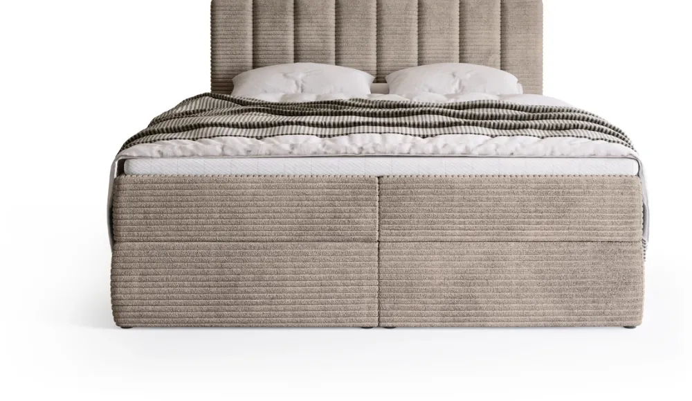 Meble Młodzieżowe|Łóżka Młodzieżowe>BROMARKT Sztruksowe łóżko kontynentalne 140x200 cm z pojemnikiem DENVER