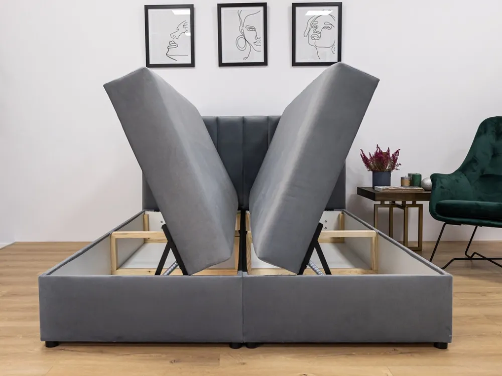 Meble Młodzieżowe|Łóżka Młodzieżowe>BROMARKT Sztruksowe łóżko kontynentalne 140x200 cm z pojemnikiem DENVER