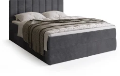 Łóżka Młodzieżowe|Łóżka Małżeńskie>BROMARKT Sztruksowe szare łóżko kontynentalne 140x200 cm z pojemnikiem DENVER