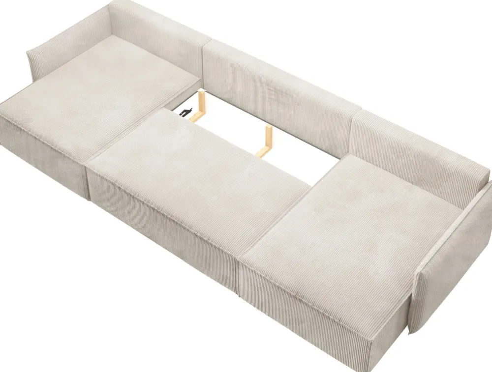 Narożniki>BROMARKT Sztruksowy narożnik rozkładany z funkcją spania duży ARTUR U