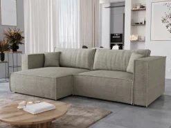 Meble Dla Dzieci|Narożniki></noscript>BROMARKT Sztruksowy narożnik z funkcją spania i pojemnikiem MIZARU