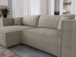 Meble Dla Dzieci|Narożniki></noscript>BROMARKT Sztruksowy narożnik z funkcją spania i pojemnikiem MIZARU