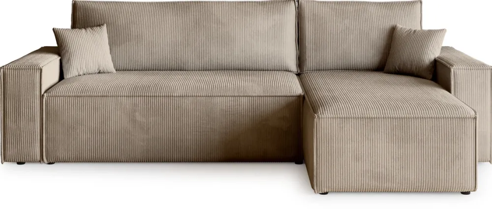 Meble Dla Dzieci|Meble Młodzieżowe>BROMARKT Sztruksowy narożnik z funkcją spania ADI pojemnik na pościel