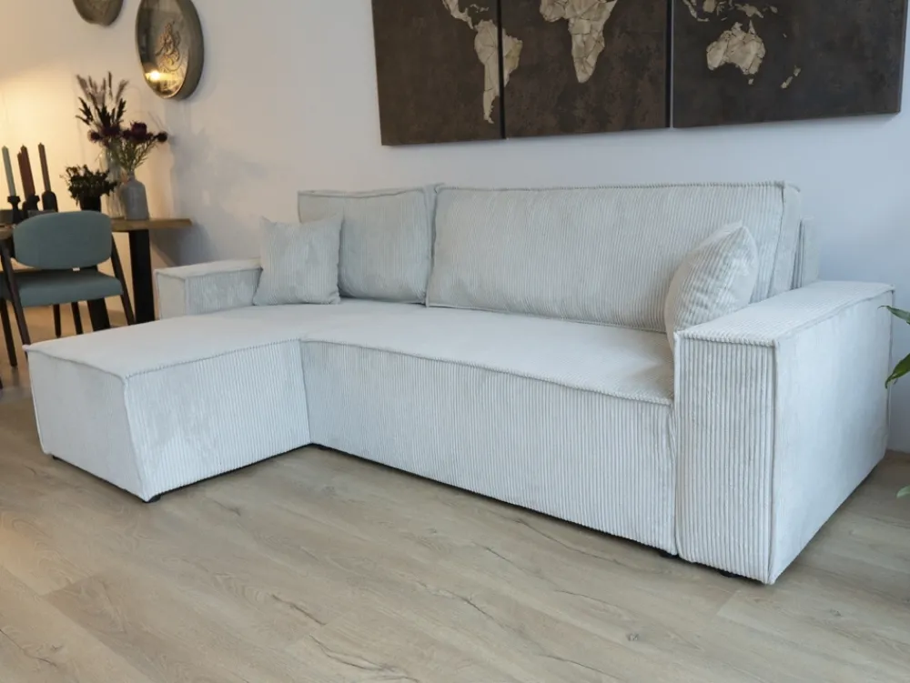 Meble Dla Dzieci|Meble Młodzieżowe>BROMARKT Sztruksowy narożnik z funkcją spania ADI pojemnik na pościel