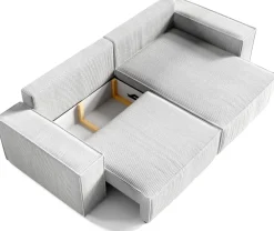 Meble Dla Dzieci|Meble Młodzieżowe></noscript>BROMARKT Sztruksowy narożnik z funkcją spania niebieski PEDRO