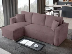 Meble Dla Dzieci|Meble Młodzieżowe></noscript>BROMARKT Sztruksowy narożnik z funkcją spania TOP róż