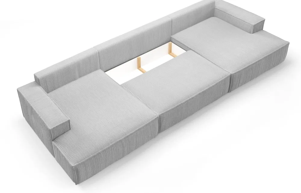 Narożniki>BROMARKT Sztruksowy narożnik z funkcją spania do salonu niebieski duży PABLO