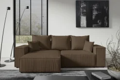 Meble Dla Dzieci|Meble Młodzieżowe></noscript>BROMARKT Sztruksowy narożnik z funkcją spania i pojemnikiem do salonu ELDON