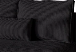 Meble Dla Dzieci|Meble Młodzieżowe></noscript>BROMARKT Sztruksowy rozkładany narożnik do salonu z funkcją spania czarny TOP SLIM