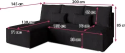 Meble Dla Dzieci|Meble Młodzieżowe></noscript>BROMARKT Sztruksowy rozkładany narożnik do salonu z funkcją spania czarny TOP SLIM