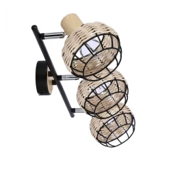 Oświetlenie Przedpokoju|Oświetlenie Jadalni></noscript>Candellux Lighting Tajga lampa sufitowa listwa czarny+drewniany 3x40w e14 klosz czarny+drewniany