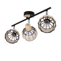 Oświetlenie Przedpokoju|Oświetlenie Jadalni></noscript>Candellux Lighting Tajga lampa sufitowa listwa czarny+drewniany 3x40w e14 klosz czarny+drewniany