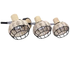 Oświetlenie Przedpokoju|Oświetlenie Jadalni></noscript>Candellux Lighting Tajga lampa sufitowa listwa czarny+drewniany 3x40w e14 klosz czarny+drewniany