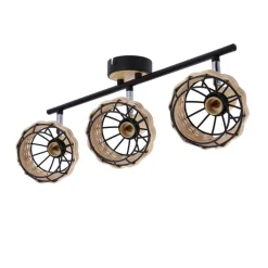 Oświetlenie Przedpokoju|Oświetlenie Jadalni></noscript>Candellux Lighting Tajga lampa sufitowa listwa czarny+drewniany 3x40w e14 klosz czarny+drewniany