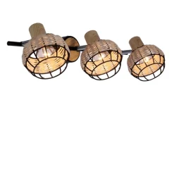 Oświetlenie Przedpokoju|Oświetlenie Jadalni></noscript>Candellux Lighting Tajga lampa sufitowa listwa czarny+drewniany 3x40w e14 klosz czarny+drewniany