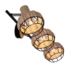 Oświetlenie Przedpokoju|Oświetlenie Jadalni></noscript>Candellux Lighting Tajga lampa sufitowa listwa czarny+drewniany 3x40w e14 klosz czarny+drewniany