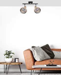 Oświetlenie Przedpokoju|Oświetlenie Jadalni>Candellux Lighting Tajga lampa sufitowa listwa czarny+drewniany 2x40w e14 klosz czarny+drewniany