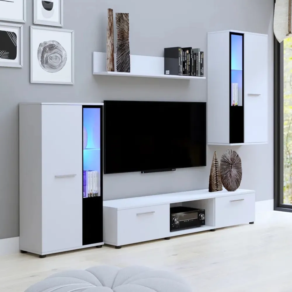 Meblościanki>Meblohand Tanie białe meble do salonu CUBE biały