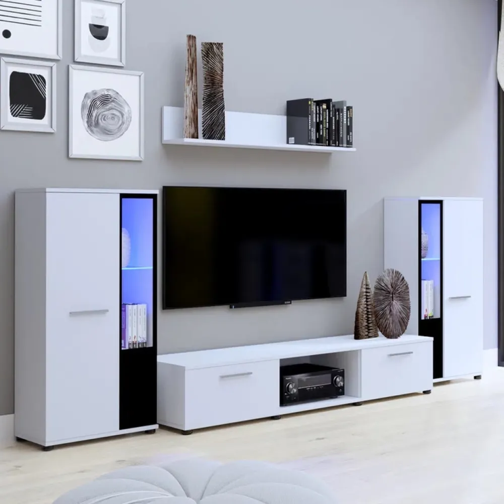 Meblościanki>Meblohand Tanie białe meble do salonu CUBE biały