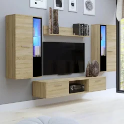 Meblościanki></noscript>Meblohand Tanie meble do salonu CUBE dąb sonoma