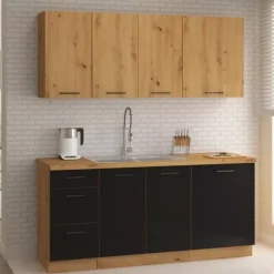 Meble Kuchenne>Lempert Tanie meble kuchenne dąb artisan czarny MILANO